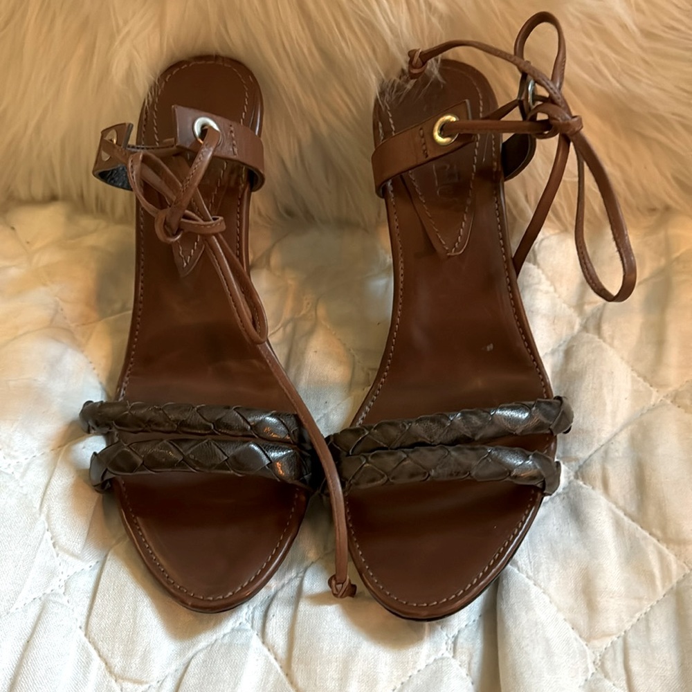 Strappy Leather Heels. Brown Leather 7.5